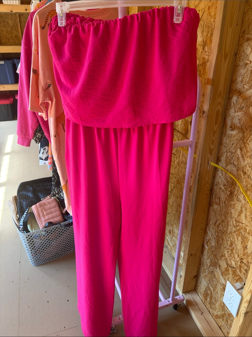 Strapless Bright Pink Jumpsuit large